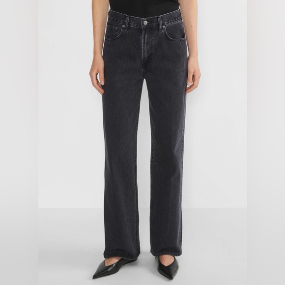 Denim Forum The Farrah Hi-Rise Wide Jean in eyeliner black - size 23 - Picture 3 of 12